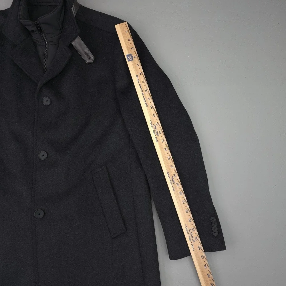 Joseph Abboud Coat Mens XL Black Wool Blend Removable Bib Overcoat Jacket Casual
